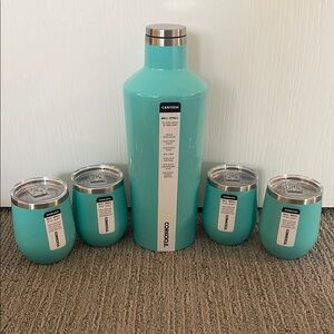 Corkcicle Blue Water Bottle and Thermos Set for Dining